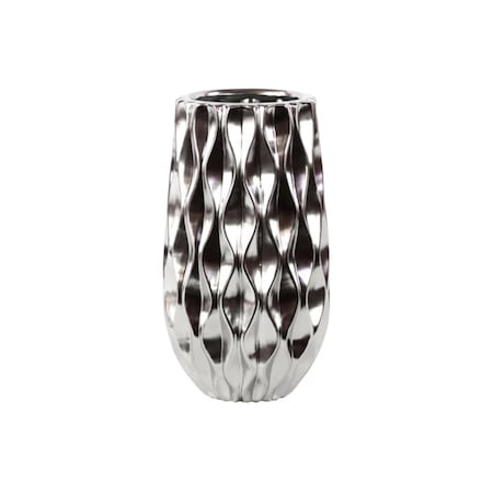 Ceramic Vase Chrome Silver- Large